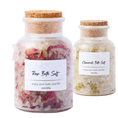 Handmade Bath Salts with Organic Flowers - Private Label Service Available