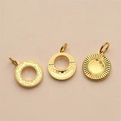 2023 New Arrivals 18k Yellow Brass Gold Plated Cnc Round Shape Pendant Custom Jewelry Wholesale