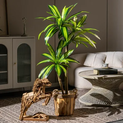 Indoor/Outdoor Home Artificial Greenery Decorations Simulated Dracaena Fragrans Live-Planted Silk Feel Artificial Tree Plastic