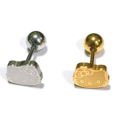 1Pair Hello Kitty Woman's Ear Studs Cartoon Girls Titanium Steel Niche Ear Bone Nail Women Trendy Piercing Jewelry Accessories