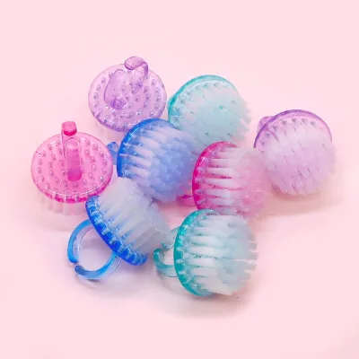 New Glittery Ring-Shaped Nylon Brush Head Multi-Functional Nail-Care Tool Soft Bristles Short Handle for Cleaning Dust Removal