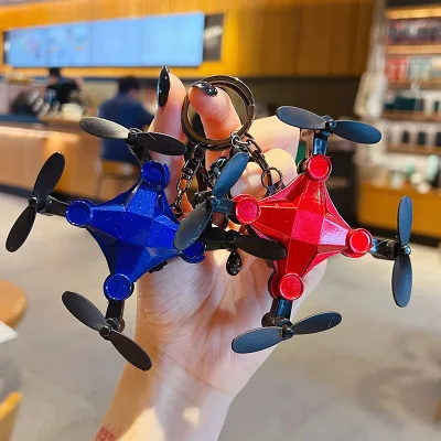 HECION Mini Drone Keychain Realistic Aircraft Model Charm Foldable Design Key Holder Bag Car Keychain Creative Gift Accessories