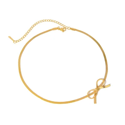 JA02183 18K Gold Plated Stainless Steel Bow Anklet Fashionable Religious Style Religious Jewelry Adjustable Size for Parties