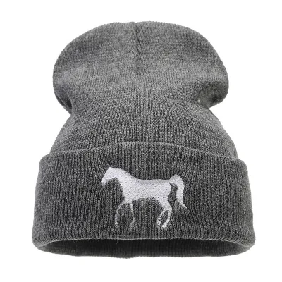 Fashionable and Versatile Knitted Cap with Spurs Embroidery for Autumn and Winter Suitable Hat