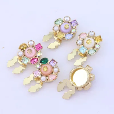 CLARMER New Fashion Fashionable Vintage Rhinestone Cufflinks Women's Accessories No-Sew Snap Cap Shirt Decorations