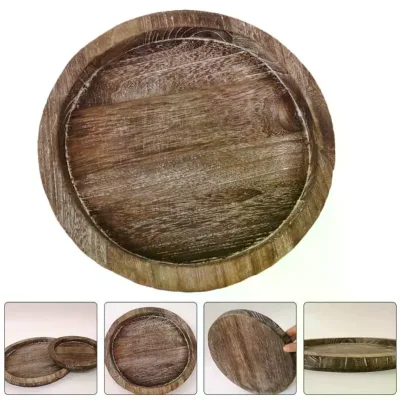 Miniso Multifunctional Wooden Tray for Fruit Storage Candle Holder Kitchen Countertop Home Decoration
