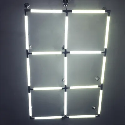 Creative Splicing Shape Tube Light Gold Silver Metal LED Color Hanging Wire Tube Light for Restaurant Store Exhibition Hall