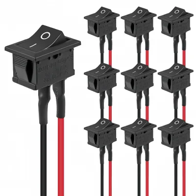 12V Rocker Switch AC 6A/250V 10A/125V SPST 2 Pin 2 Position On/Off Toggle Switch for Car Boat Automotive RV (2 Pin 2 Position)