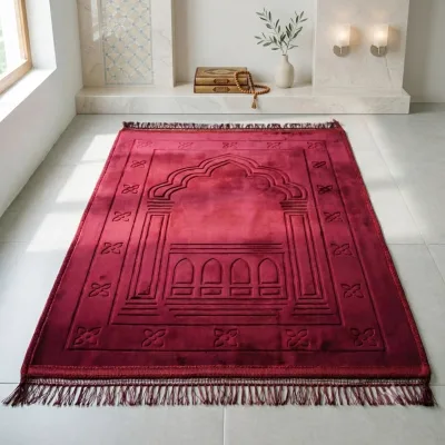 Hot Selling Classical 80*120cm Thick Washable Non-Slip Comfortable Muslim Prayer Rug Polyester Islamic Prayer Mat