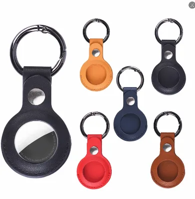 Custom PU Leather AirTag Protective Case Keychain Holder Personalized AirTag Cover with Key Ring for Keys and Bags