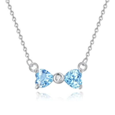 Dainty 925 Sterling Silver Jewelry Colorful Gemstone Naturl Crystal Double Heart Pendant Necklace Wedding