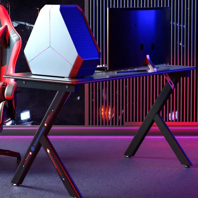 Gamer Desk Office Modern Black Mesa Gaming Table Computer Desk