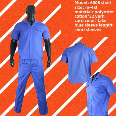 ZHEDA Anti-static Factory Workshop Workwear Set 6008 Short Sleeves Regular Fit Polyester Hazard Protection Uniform