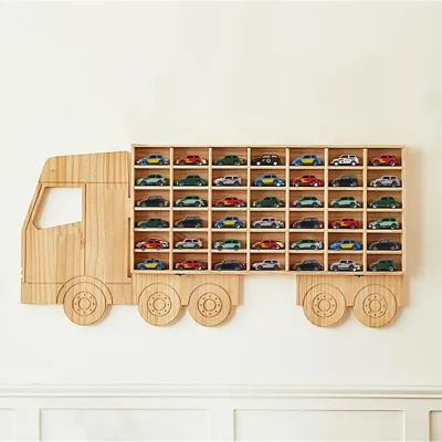 Wood Toy Car Display Rack, Holds 42 Diecast Cars Model Car Display Case 164 Scale Toy Cars Organizer Freestanding