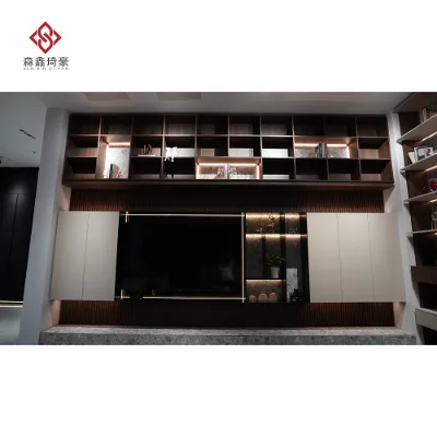 Factory Customized Living Room TV Stand Cabinet Modern Design Minimalist Wooden Full Wall TV Cabinet