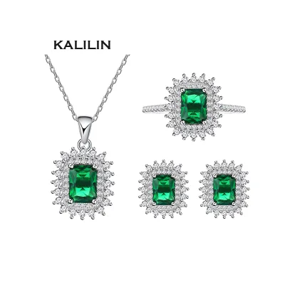 Emerald Jewelry Set 925 Sterling Silver African Jewelry Sets Dubai