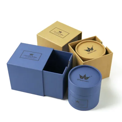 Luxury Recyclable Craft Paper Candle Wax Melt Shipping Boxes Cylinder Tube Storage Gift Box