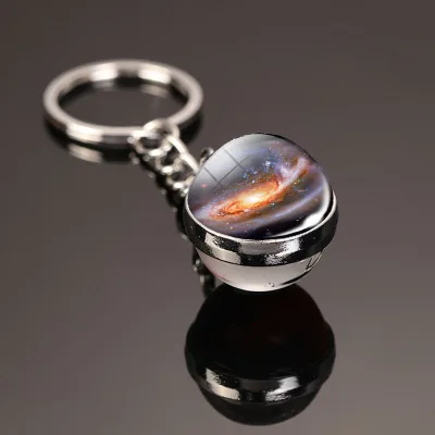 Universe Galaxy Nebula Double-Sided Glass Ball Keychain Galaxy Planet Pendant Key Chain Gifts