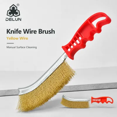 DELUN Yellow Wire Knife Wire Brush Hand Cleaning Brush Surface Cleaning Factory Supply Industrial Cleaning Tool Factory