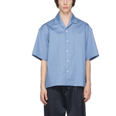 Custom High Quality Men Street Style Bottton up Shirt Blank Casual Boxy Bowling Shirt