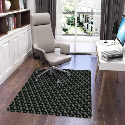 Modern Office Chair Mat for Hardwood Floor 30''x48'' Rectangle Black PVC Washable Thick Desk Mat with 3D Visual Design