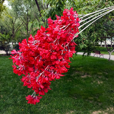 Hot Sale Cherry Blossom Branches Red Cherry Blossom Silk Flower for Wedding Home Indoor Events Living Room Decoration