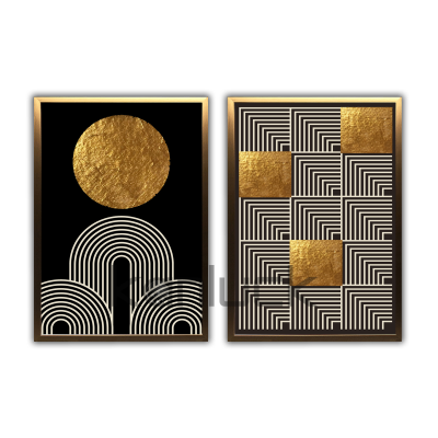 A Harmonious Interplay of Shapes and Metallic Tones Frame Art Print Painting Art