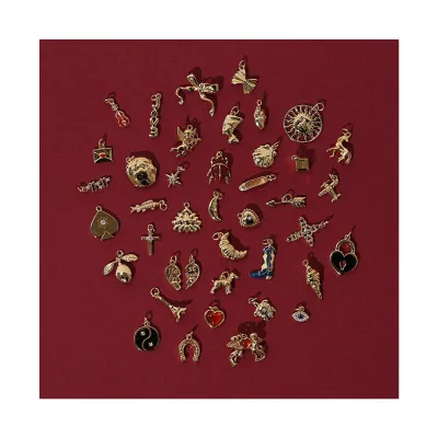 Wholesale Diy Custom Charms for Bracelets Pendant Chain Bulk Stainless Steel Gold Zircon Diy   Pendant Charms for Jewelry Making