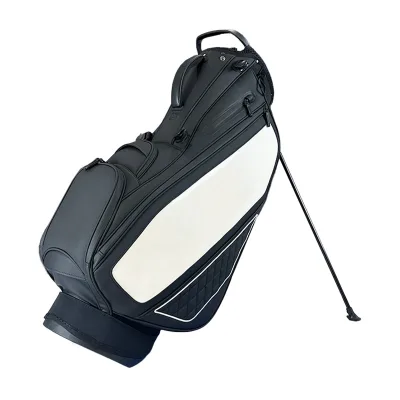 Customized Golf Stand Bag in a Classic and Stylish Black - and - White Color Scheme, Featuring 14 Compartments,