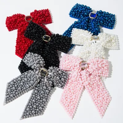 Bride Party Hair Accessories Bowknot Colorful Pearl Ribbon Spring Hair Clip Women Barrette Butterfly Bow Hairclip