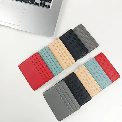 Pu Leather ID Card Holder Candy Color Multi Slot Slim Card Case Women Men Business Card Cover