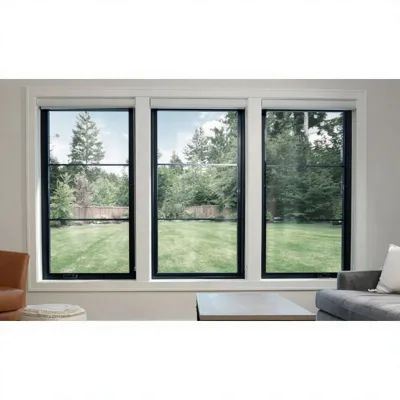 GONHO Customized Size Invisible Screen Nylon Mosquito Net Aluminum Casement Window Top Fixed Panel Double Tempered Glass Heat
