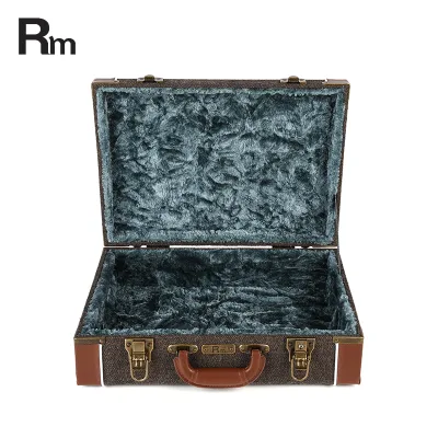 Custom RM VM-SC Guitar/Bass Pedal Case with Yellow Tweed & Sponge Latch Closure Wooden Pedal Distributor Case
