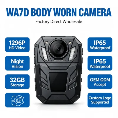 Outdoor Optimized WA7D Body Worn Camera Shockproof Wearable Cam Wide View Angle Portable Camcorder