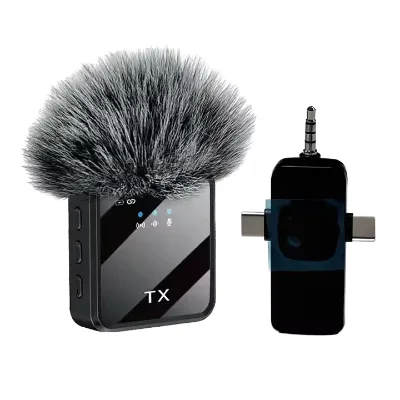 Portable F15 Mini Lapel Microphone Wireless Lavalier Noise Cancelling for Reporting Street Interviews Vlogs