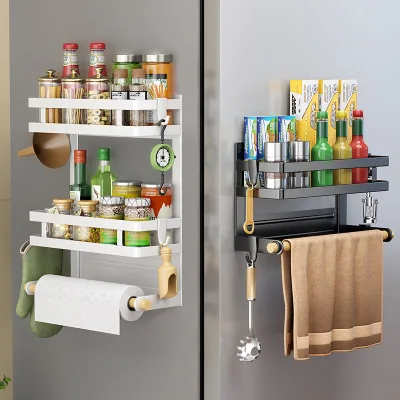 Traceless Installation Non-Perforated Kitchen Side Storage Film Hanger Refrigerator Magnetic Absorption Rack Towel Rack