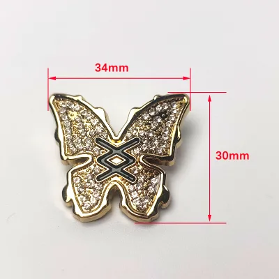 30*34mm Zinc Alloy Butterfly Enamel Decorative Shoe Accessories Paved Clear Rhinestone for Garment Accessories