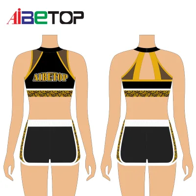 Full Sublimation Logo Shiny Girls Practice Wear OEM Wholesale Cheer Crop and Butterfly Short Mesh Fabric