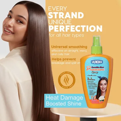 UUKKG Hair Heat Protection Spray 250ml Amino Acid Botanical Extract Smoothing Long Lasting Scent Hair Styling Protectant Spray