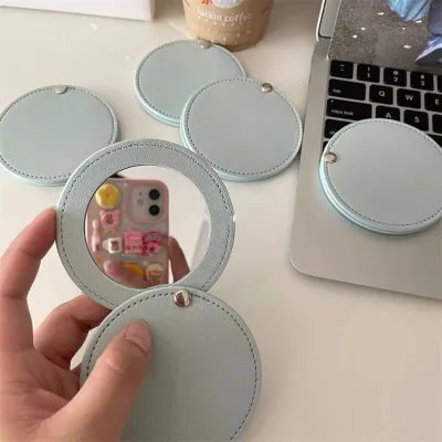 Customized Mini Pocket Mirror PU Leather Folding Makeup Mirror for On-the-go Beauty Routine for Travel Promotional Product