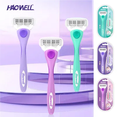 Hot Sale Quality Disposable Lady Razor of Stainless Steel Five Blade with Soap Head and Metal Handle for Wholesale and Retail