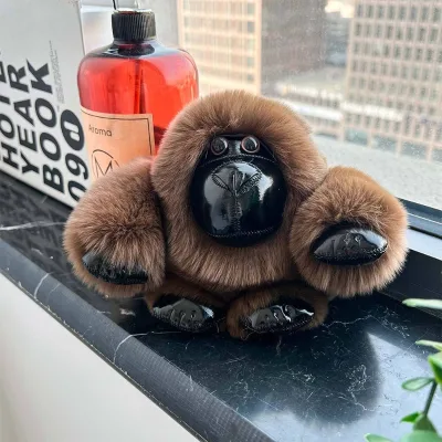 Rex Rabbit Fur Car Keychain Lovely Gorilla Plush Finish Birthday Gift for Kids