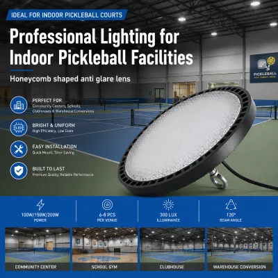 150W High Bay Pickleball Padel Court Gym Sports Hall Anti-Glare 5000K IP65 ETL Listed