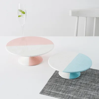 Luxury Creative Design pink Sky Blue Reactive Glaze Decorative Porcelain Cupcake Stand Party Wedding Used Ceramic Cake Stand