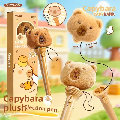Kawaii Gift Pen Creativity Stationery for Students School Stationery Supplier Capybara Pens Ejection Plush Bouncing Pen