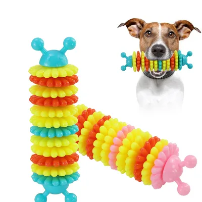 Antenna Caterpillar Dog Chewing Gum Toy TPR Interactive Nibbling New Teething Toothbrush