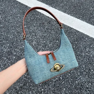 Niche Retro Denim Under-Arm Shoulder Bag High-End Summer Single Strap Magnetic Closure Small Size Versatile