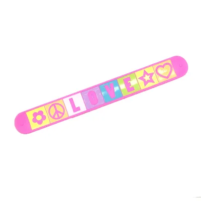 Pink Adult Silicone Clap Bracelet Slap Band Wide Slap Bracelet