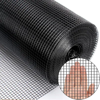 Fast Delivery 16 Gauge 50m Roll Black PVC/Galvanized Coated Plain Weave Steel Wire Mesh Farm Fence Cutting High Anti-rust