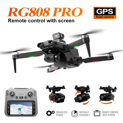 RG808PRO 4K Dual Camera 3-Axis Gimbal Drone RG808Pro 4.3 Inch Screen Controller Beginners FPV Foldable Plastic Brushless Motor